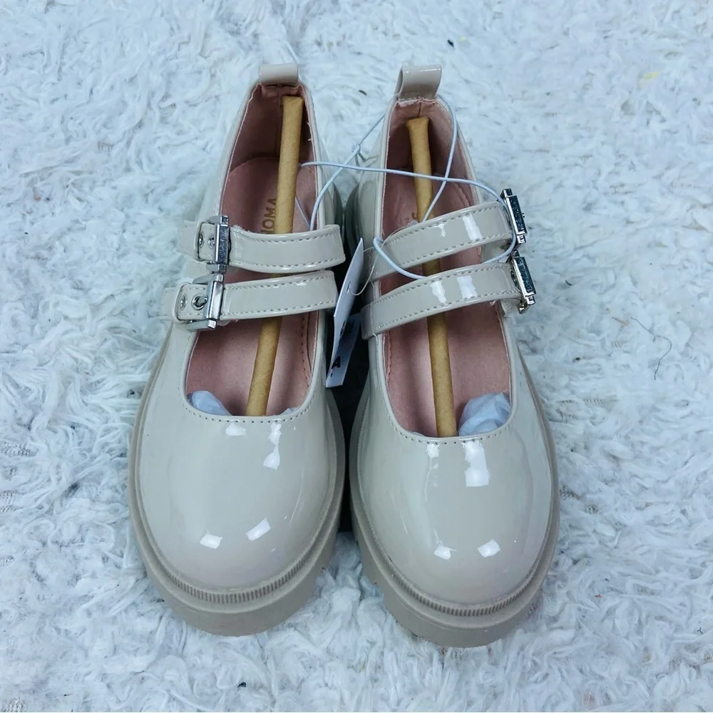 NWT Sonoma Cream Patent Leather Mary Jane platform Shoes size  13
